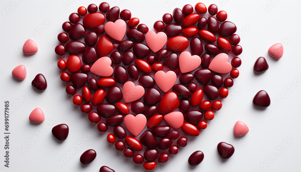 Love is a large heart shaped chocolate gift, symbolizing romance generated by AI