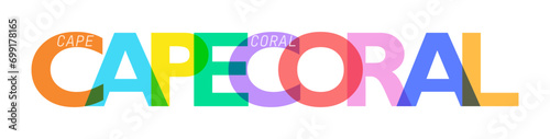 CAPE CORAL. The name of the city on a white background. Vector design template for poster, postcard, banner