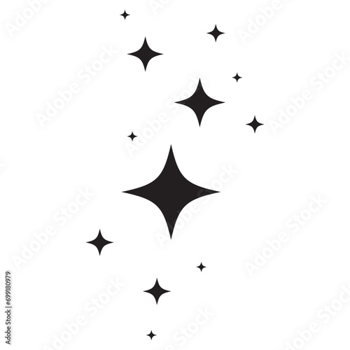 shine icon and clean star icon isolated on white background