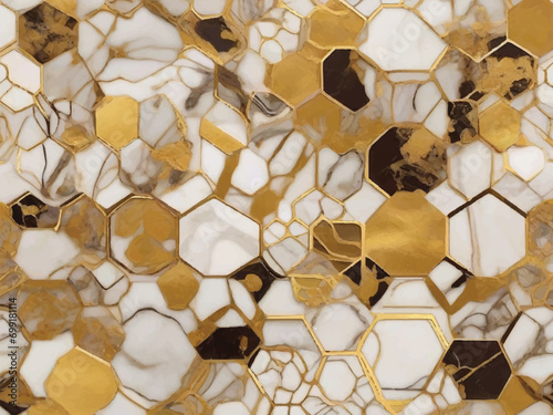 Unique Honeycomb Accents in Marble: Golden Luxe in Modern Design