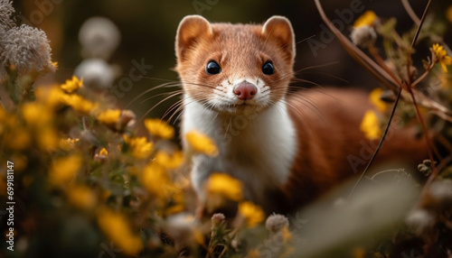 Cute mammal, small and fluffy, sitting in green meadow generated by AI © Jeronimo Ramos