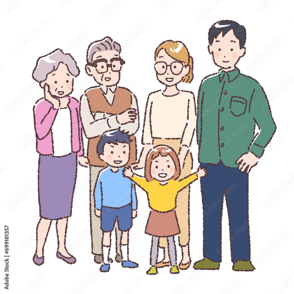 家族が勢揃いしたベクターイラストセット
