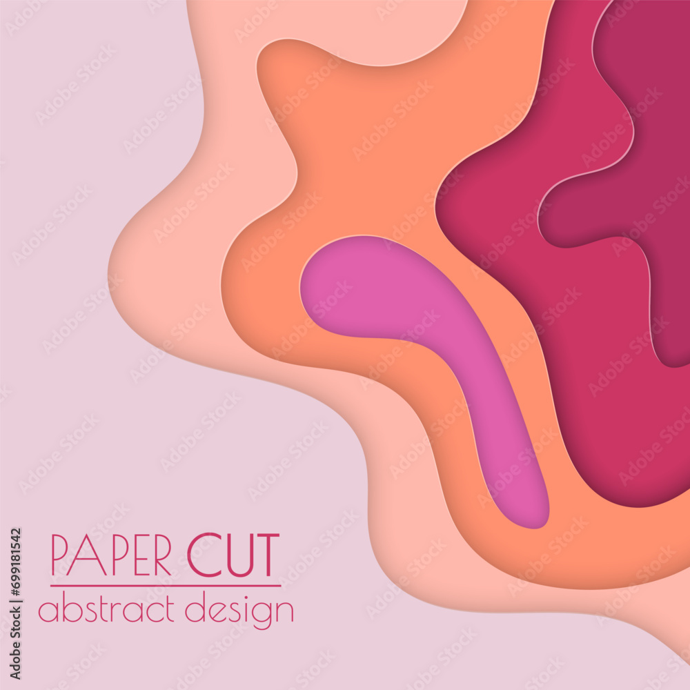 Fototapeta premium 3d layout of the cover, banner, leaflet in the style of cut paper. Abstract smooth shapes create the effect of depth and space. Abstract background for creative design and creative idea