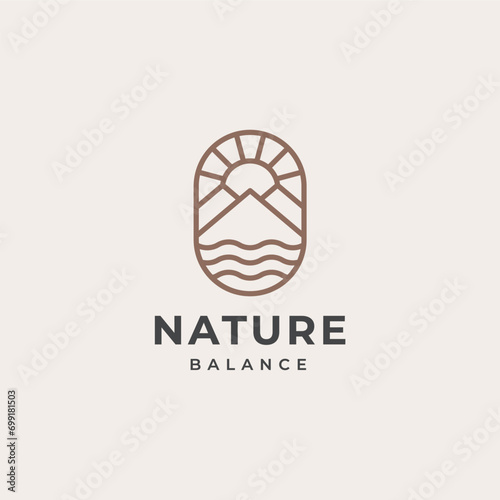 Adventure, outdoor, mountain, sea, river logo design template