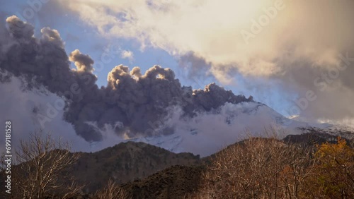 Etna Eruption in Sicily. Lava flow 