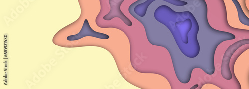 3d layout of the cover, banner, leaflet in the style of cut paper. Abstract smooth shapes create the effect of depth and space. Abstract background for creative design and creative idea