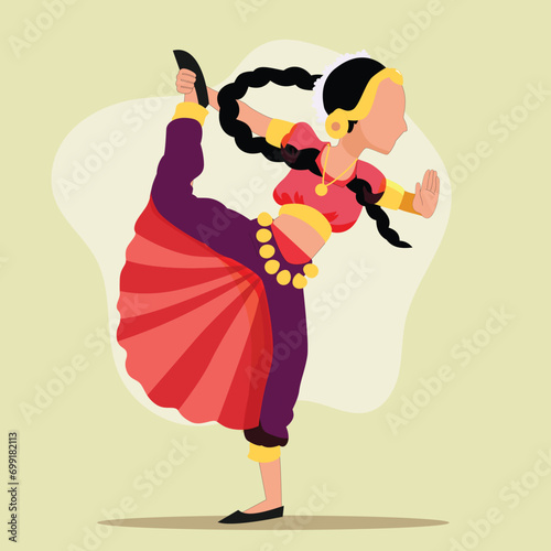 Graceful Bharatanatyam dancer with different mudras  graphic illustration