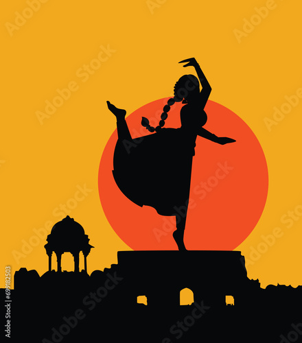 classical dance of female silhouettes