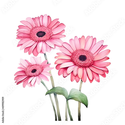 Gerbera Daisy Flower watercolor painting illustration suitable for wedding  greeting card  fabric  textile  wallpaper  ceramic  brand  web design  stationery  cosmetic  social media  scrapbook. 