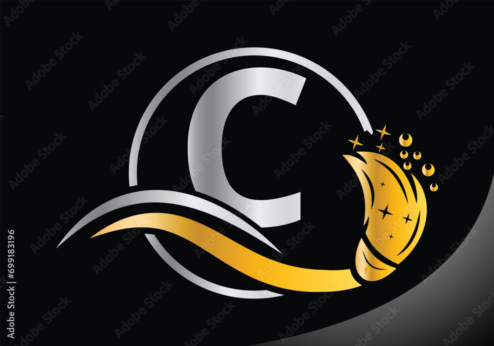 Letter C Cleaning logo, Cleaning brush logo Design Vector Template. Letter C Cleaning logo, Cleaning brush logo Design Vector Template.