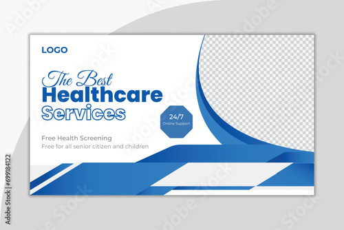 Vector medical healthcare you tube thumbnail and banner template
