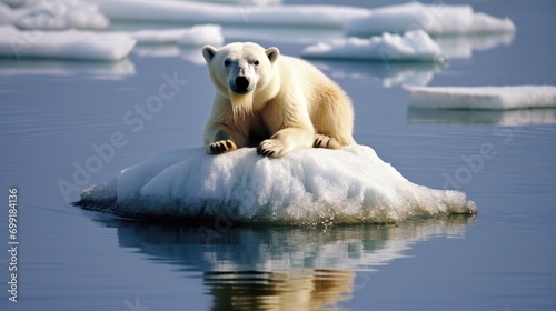 polar bear on a melting ice floe, symbolizing climate change effects generative ai