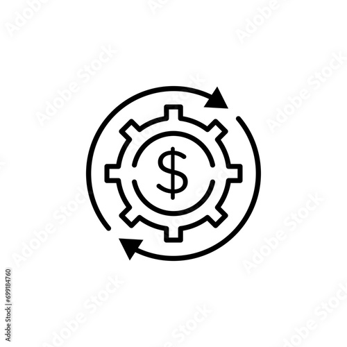 Costs optimization vector icon. Effective cost control vector sign. Production dollar saving sign. Expense optimization vector icon in black and white color. photo