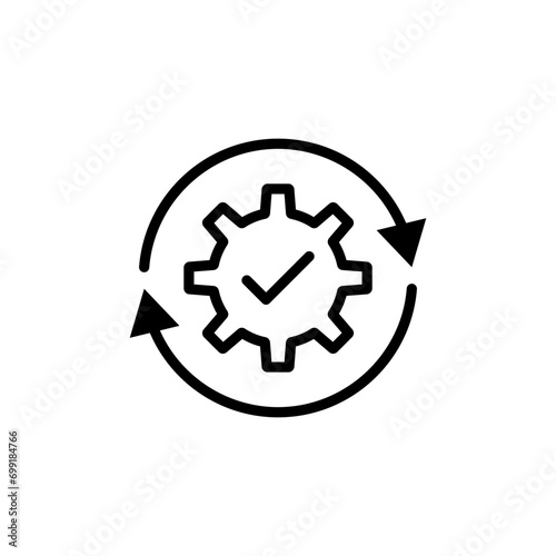 Efficiency vector icon. Product operation effective process vector illustration in black and white color.