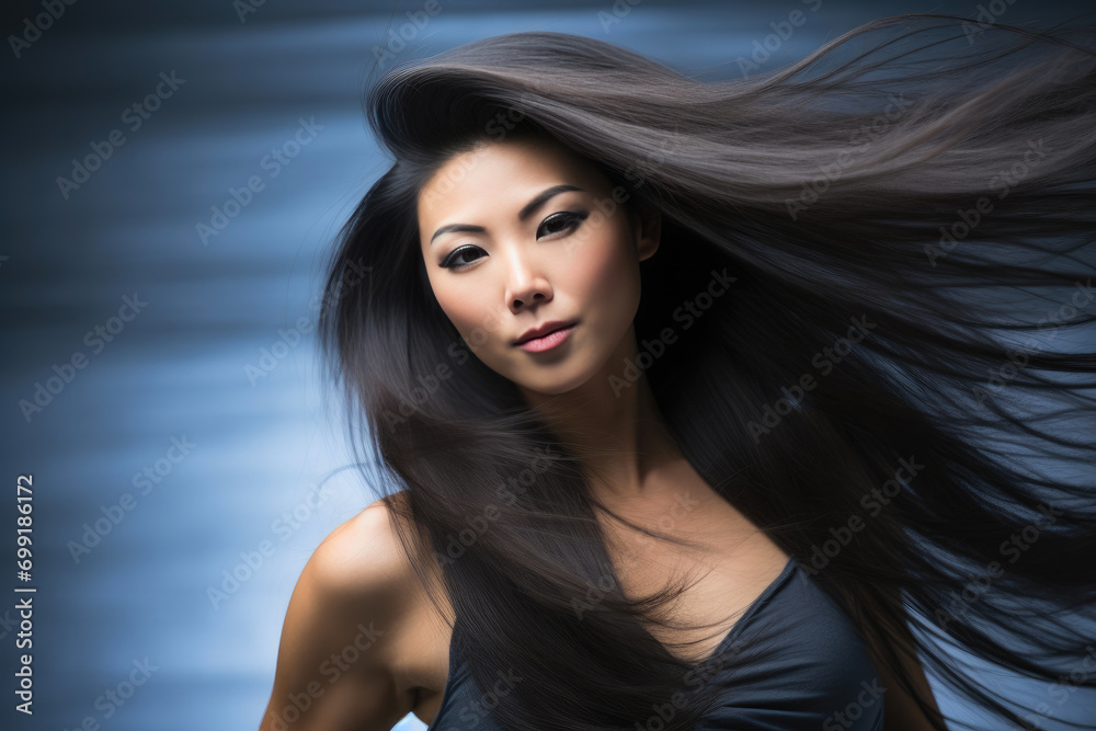 Elegant Asian Woman with Bayalage Hairstyle