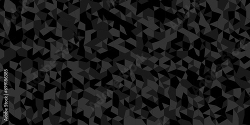 Black and gray square triangle tiles pattern mosaic background. Modern seamless geometric dark black pattern background with lines Geometric print composed of triangles.