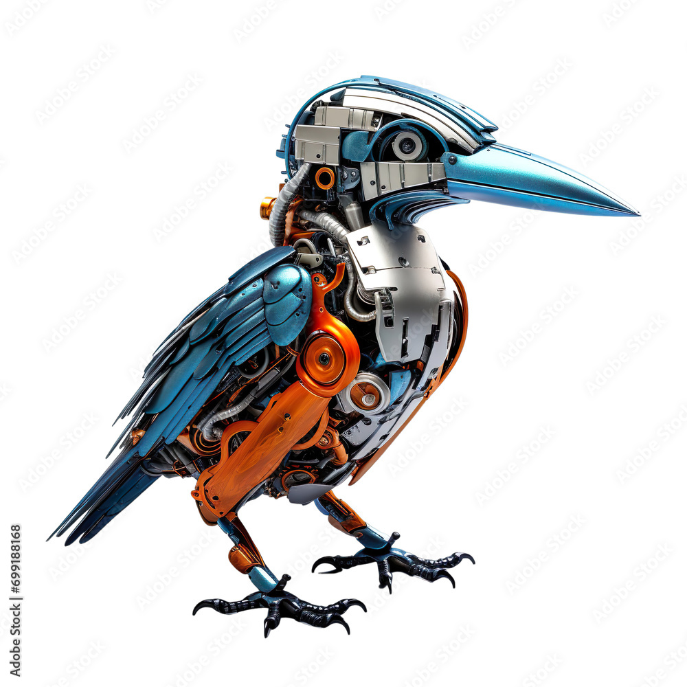 Naklejka premium Robot Kingfisher isolated on transparent background.