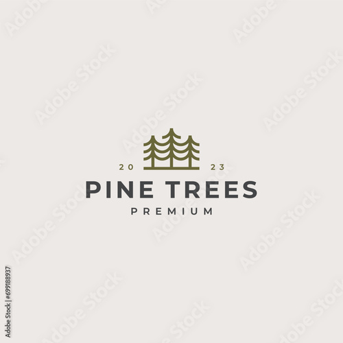 Simple pine trees logo design template