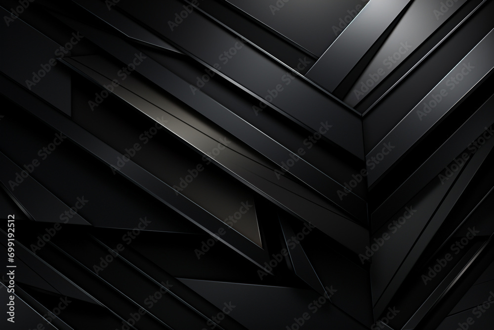 Fototapeta premium Graphic resources. Abstract and futuristic black background with copy space. Smooth and sharp dark blank objects surface