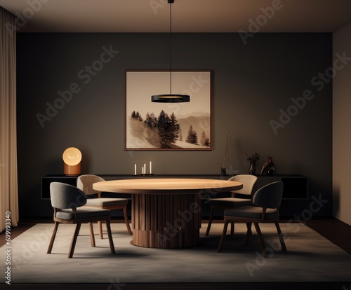 A Cozy Dining Room Setup with a Round Table and Chairs