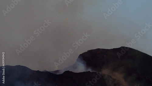 Etna Eruption in Sicily. Lava flow 