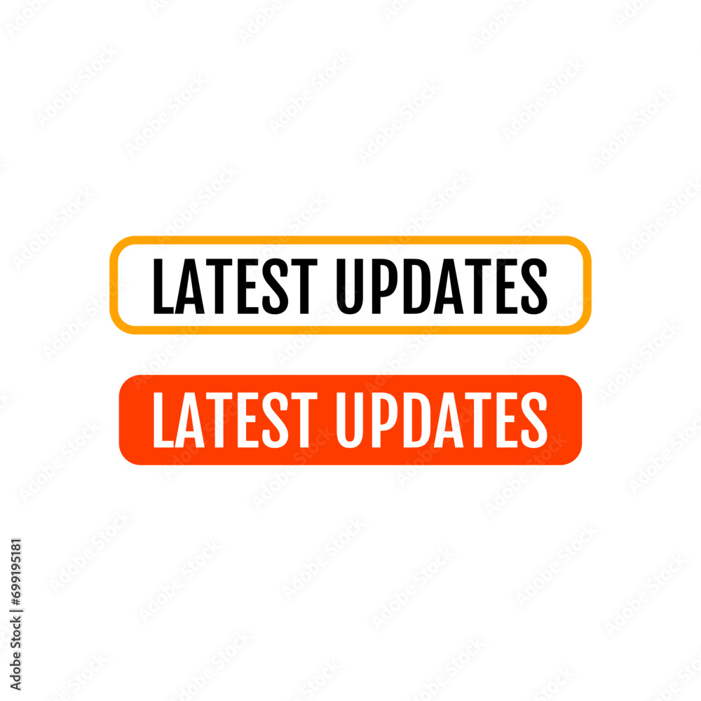 Latest updates notification information button icon label design vector Latest updates notification information button icon label design vector