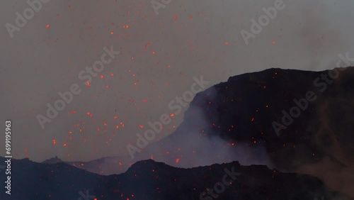 Etna Eruption in Sicily. Lava flow 
