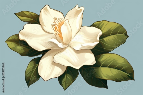 Illustration of a gardenia flower. Generative AI photo