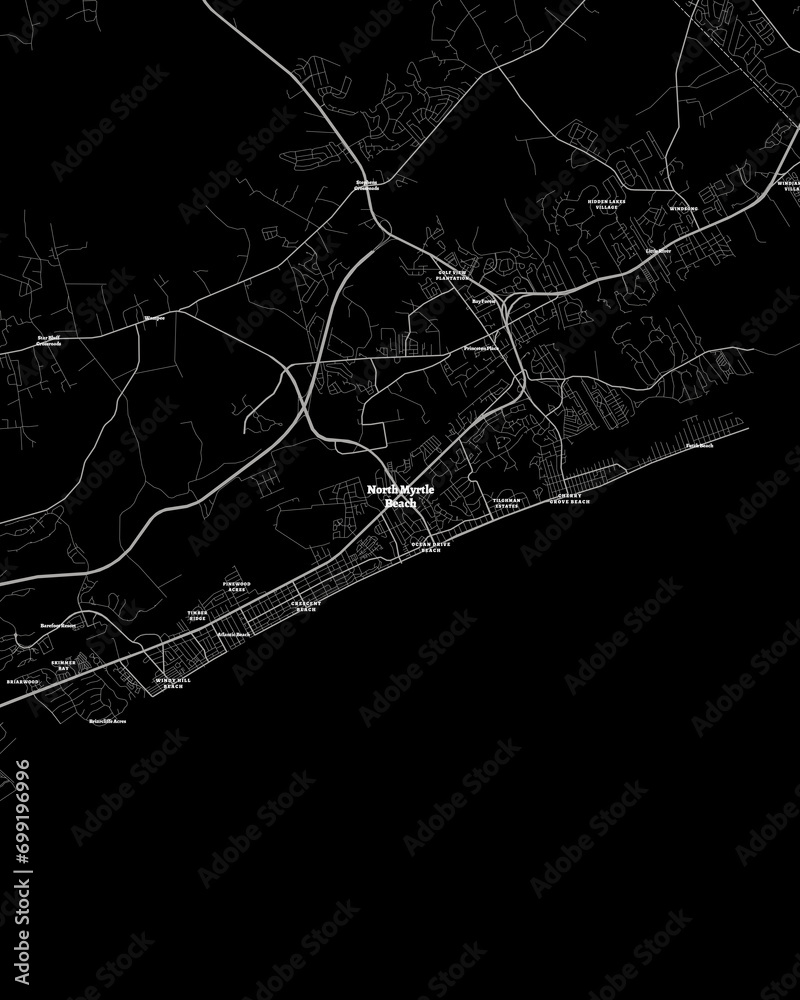 Detailed Dark Map of North Myrtle Beach