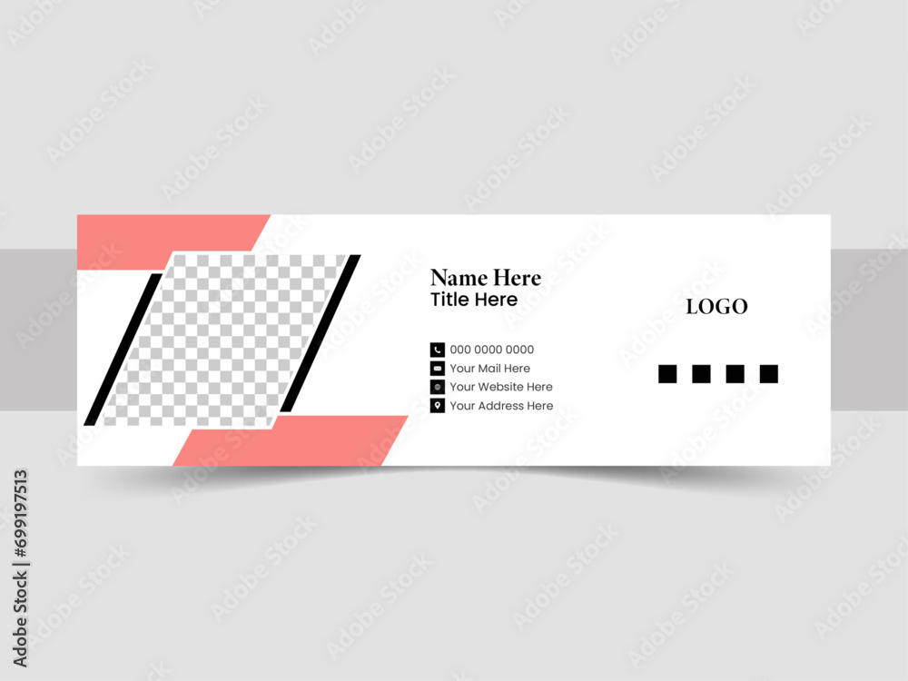 Fototapeta premium Modern email signature or poster or social media cover design template with abstract background.