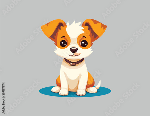 funny white and brown dog vector on isolated background © saeede