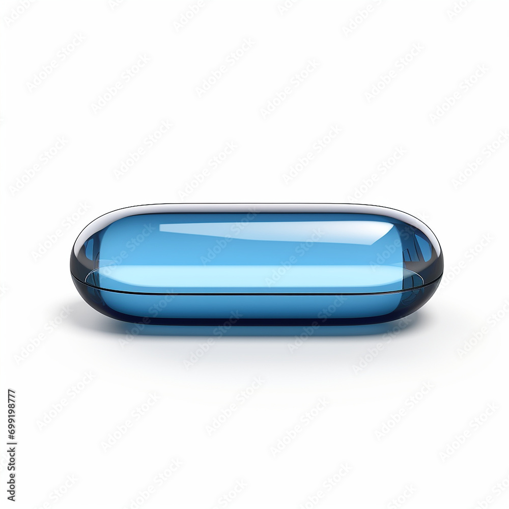 Pill of blue color flat icon isolated on white background. Capsule Pill of blue color flat icon isolated on white background. Capsule