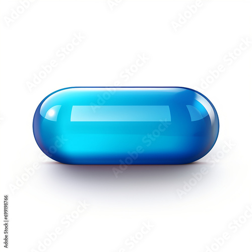 Pill of blue color flat icon isolated on white background. Capsule