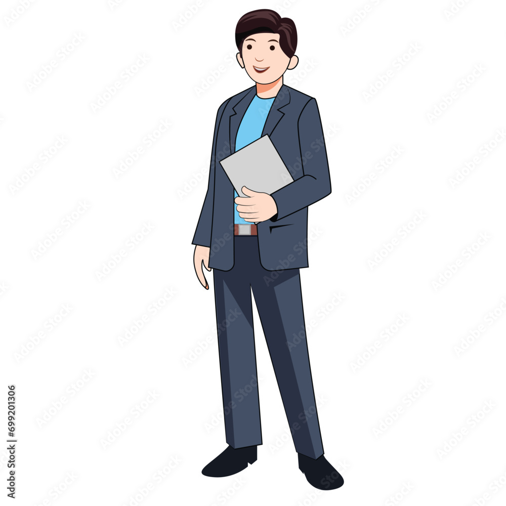 Businessman holding laptop People Icons