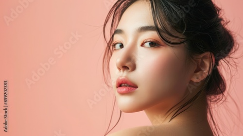 Beautiful asian woman model pose  facial beauty