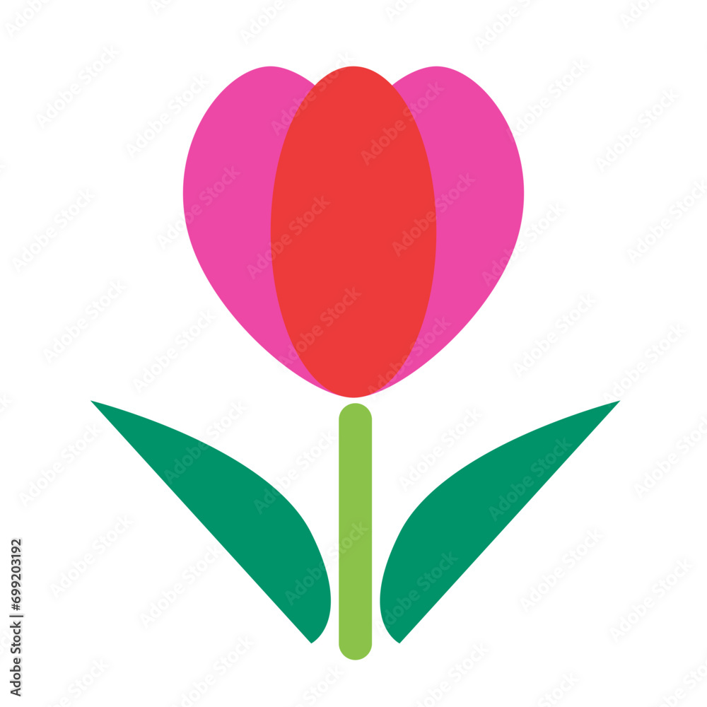 花、チューリップを表すカラースタイルのアイコン