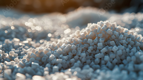 Plastic pellets Background Close-up Plastic granules Polymer plastic beads resin polymer genrativ ai photo