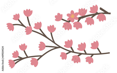 Abstract cherry blossom flowers vector clipart. Spring illustration.