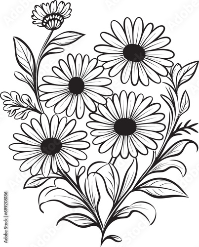 Wallpaper Mural Sophisticated Daisy Frame Black Vector Logo Design Blossom Enclosure Daisy Flower Black Logo Icon Torontodigital.ca