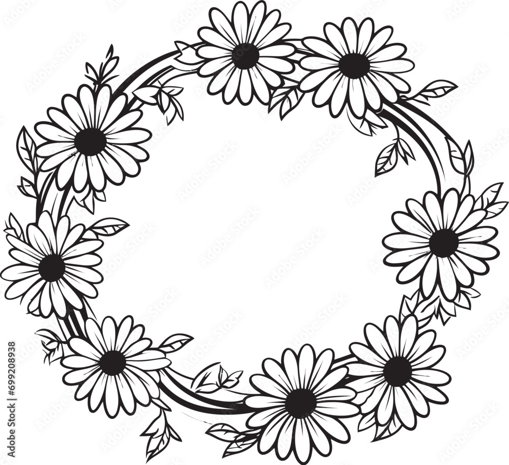 Graceful Daisy Borders Black Vector Logo Design Elegant Floral Frame Daisy Flower Black Vector Icon Graceful Daisy Borders Black Vector Logo Design Elegant Floral Frame Daisy Flower Black Vector Icon
