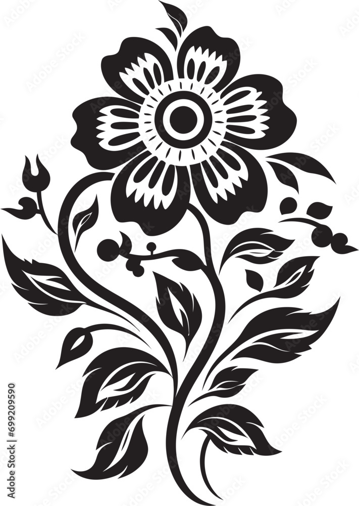 Inherited Petals Ethnic Floral Emblem Logo Tribal Elegance Decorative Ethnic Floral Vector