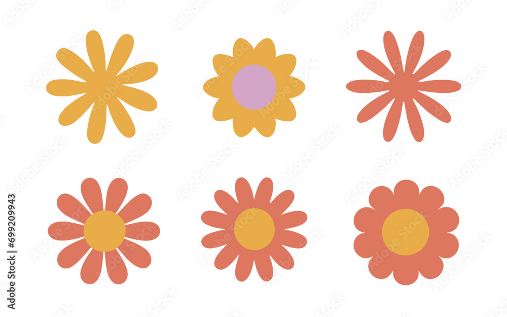 Abstract flowers vector clipart. Spring illustration.