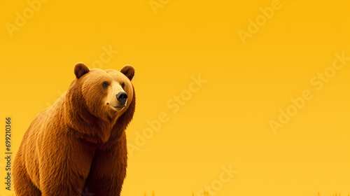 Animal brown bear yellow background