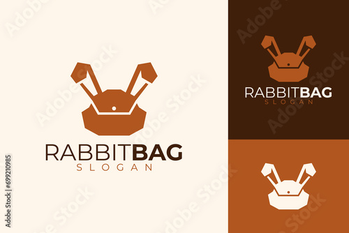Brown Rabbit Bag Pouch Vector Logo Design