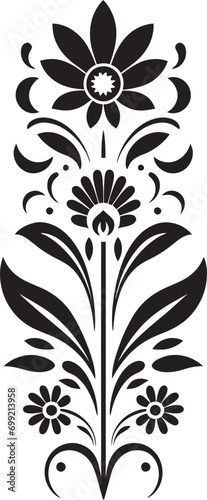 Retro Vine Scrolls Line Vector Emblem Delicate Petal Adornments Decorative Line Logo