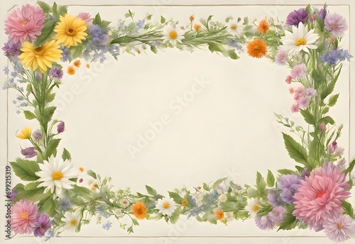 Floral Border on Vintage Parchment Background © Rostislav Bouda