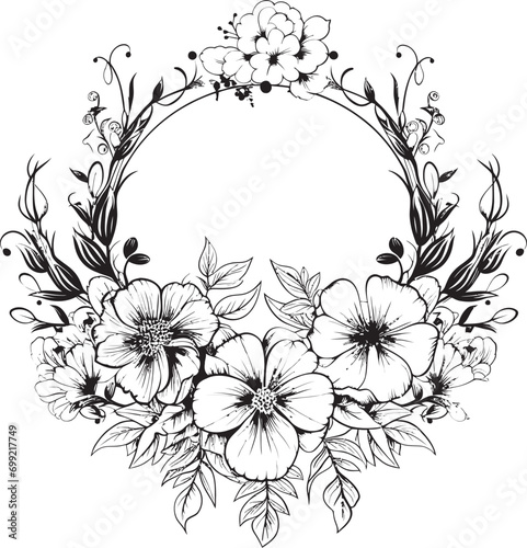 Victorian Vines Intricate Inkwork Blossoming in Black. Art Deco Blooms A Geometric Florish in Timeless Black.