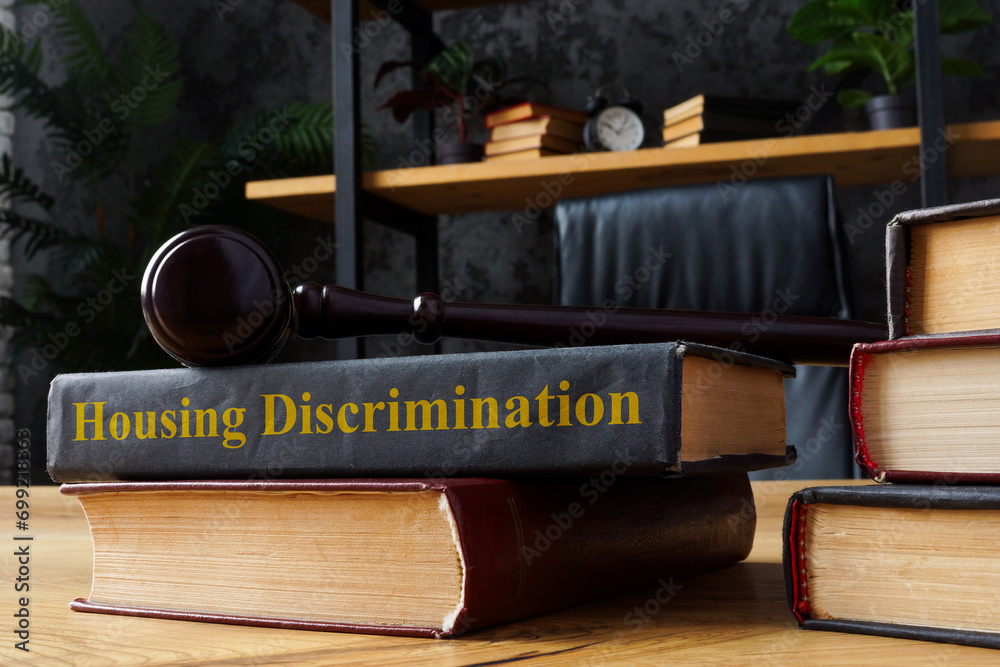 Book with housing discrimination law and gavel. - obrazy, fototapety, plakaty 