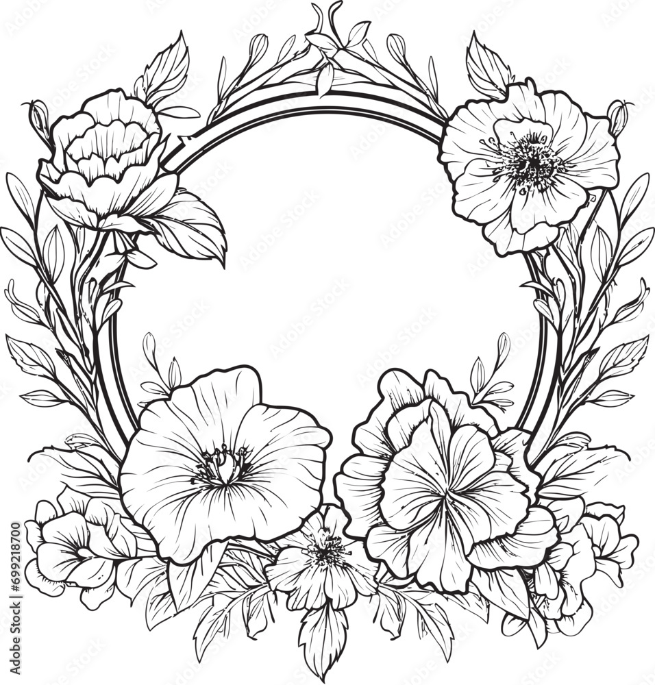 Timeless Bloom Black Floral Icon Design Botanic Whispers Vector Logo with Frame Timeless Bloom Black Floral Icon Design Botanic Whispers Vector Logo with Frame