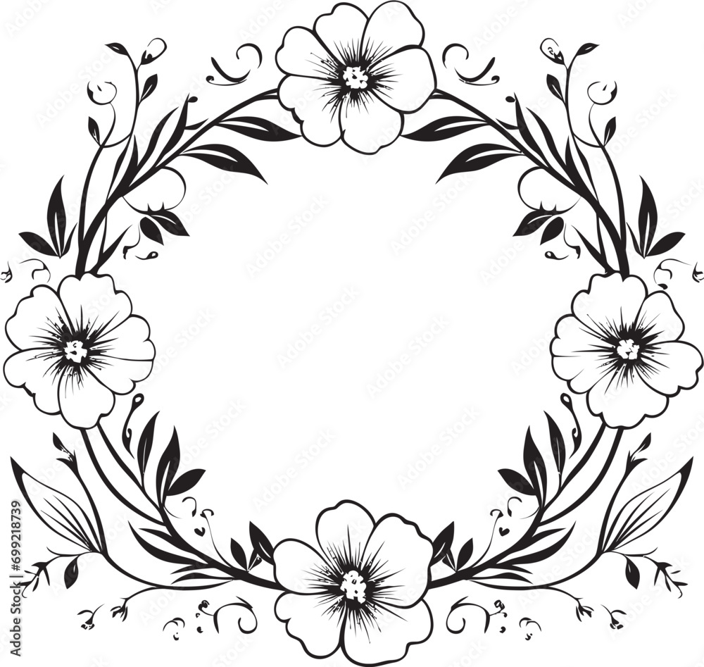 Serenade in Black Bouquet Vector Icon Design Artistic Serenity Floral Frame Logo